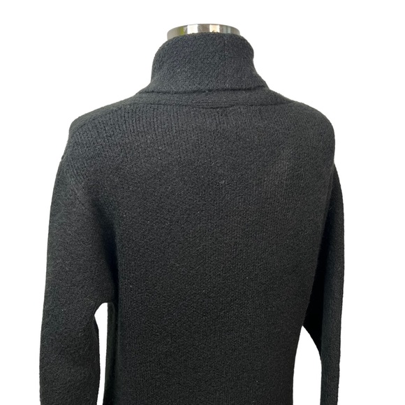 Look by M Black Long Wool-Blend Open Front Cardigan Sweater One Size - Picture 9 of 10